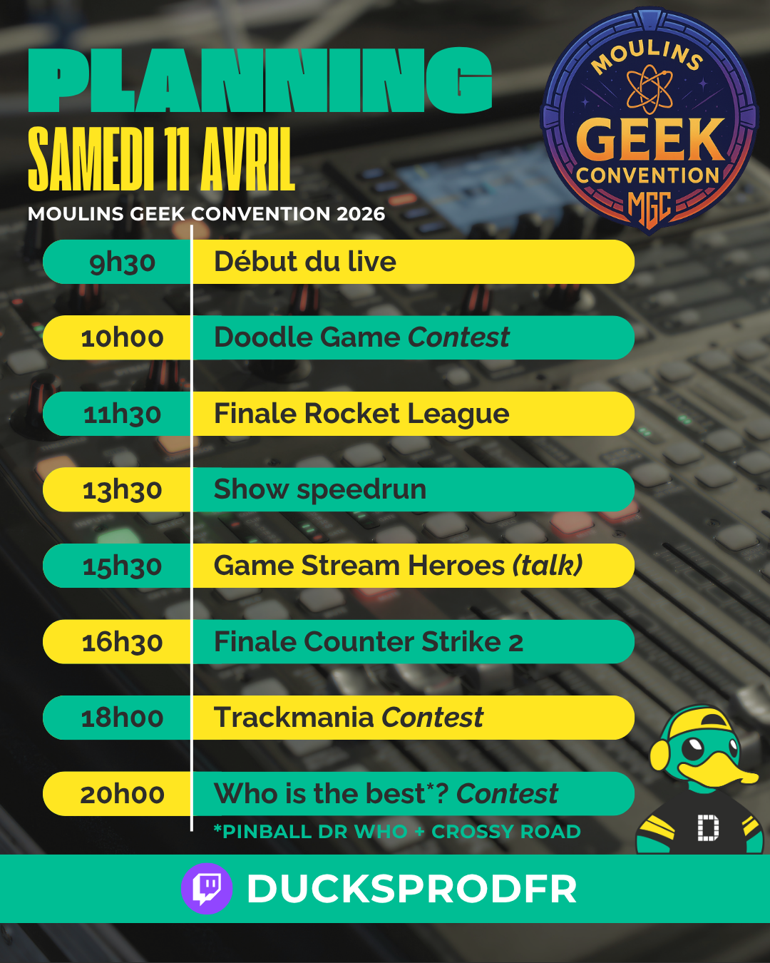 Planning Samedi 11 Avril